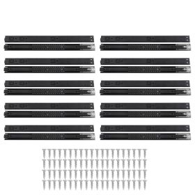 10 Pairs 22 Inch Drawer Slides Ball Bearing Sliding Guide Rails with Screws Detachable Nylon Buckle Black Rebound (Option: rebound)