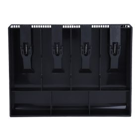 Cash Drawer Register Insert Tray Replacement 4 Bills 3 Coins Money Storage Box (Black) (Color: Black)